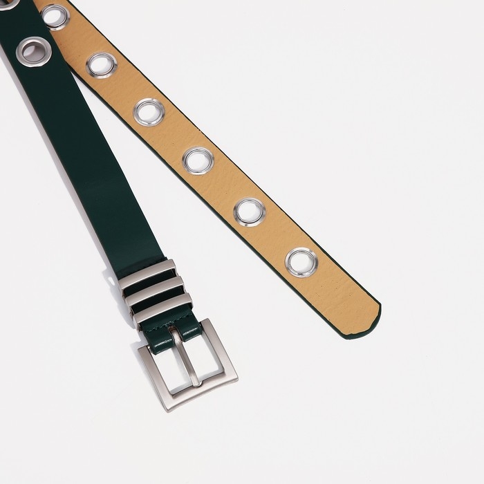 Ремень женский, ширина 2 см, пряжка металл, люверсы, цвет зелёный Ремень женский, ширина 2 см, пряжка металл, люверсы, цвет зелёный