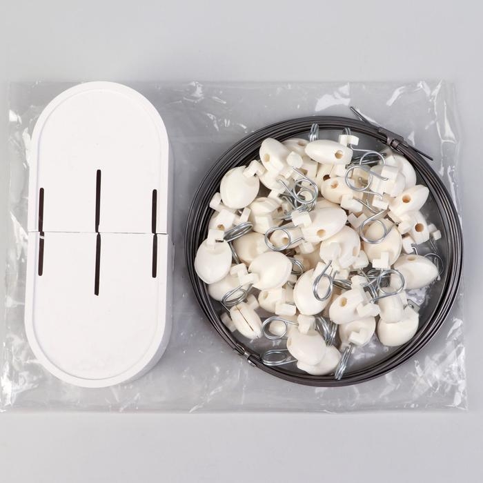 Карниз-струна 10 м, с пластмассовыми зажимами, 60 шт, цвет белый Карниз-струна 10 м, с пластмассовыми зажимами, 60 шт, цвет белый