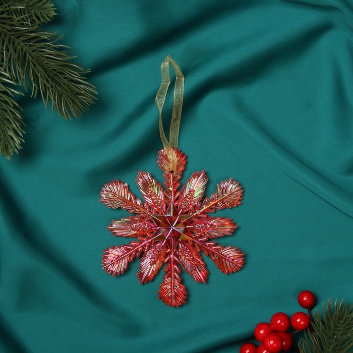 Украшение ёлочное Украшение ёлочное "Снежинка ажурная" 11х11 см, красный перелив