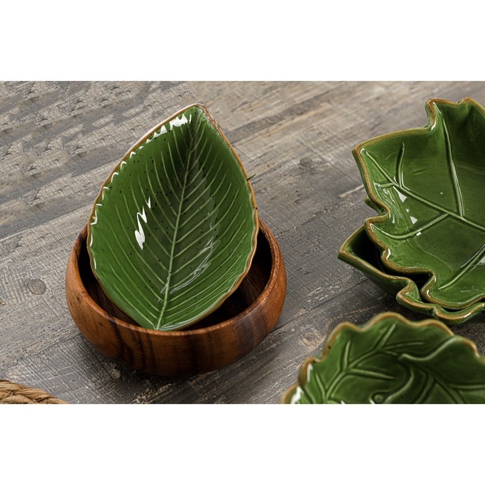 Салатник Доляна «Лист», 170 мл, 18×10,5 см, цвет зелёный Салатник Доляна «Лист», 170 мл, 18×10,5 см, цвет зелёный