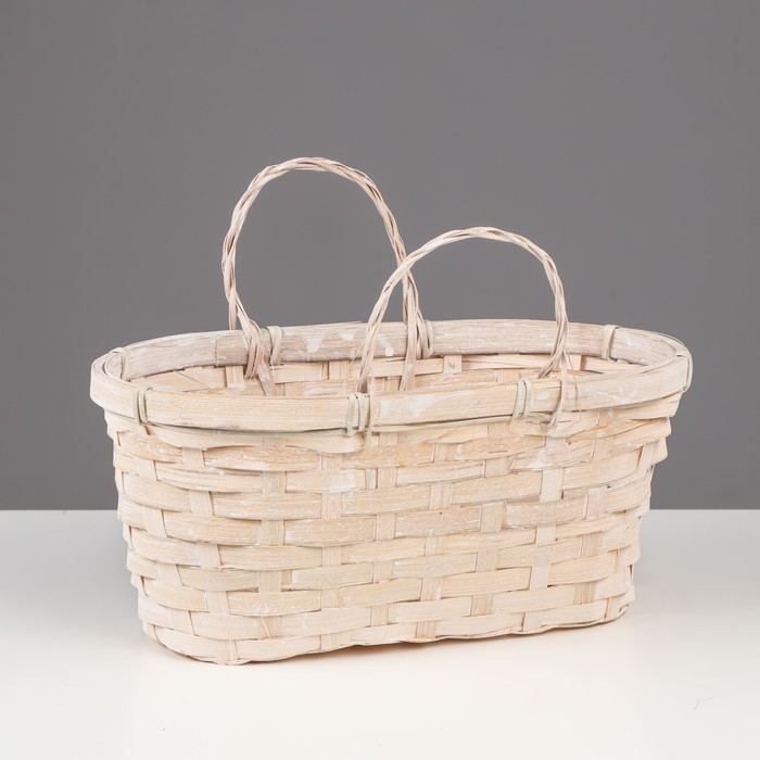 Корзина плетеная, 26х13х12 см, белый, бамбук Корзина плетеная, 26х13х12 см, белый, бамбук