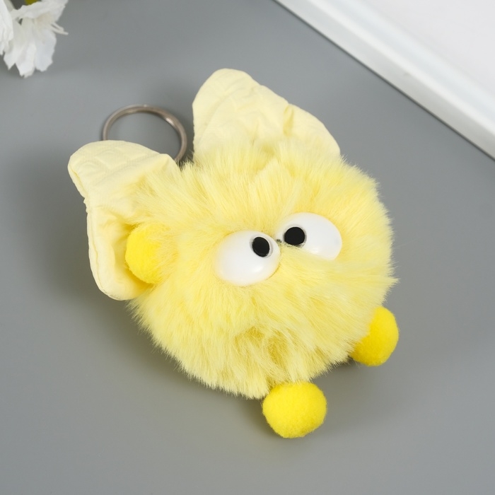 Пушистик на кольце Пушистик на кольце "Мася с большим бантом" жёлтый 12х8х8 см