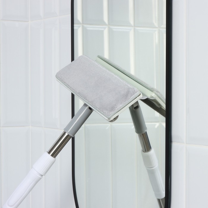 Щётка для окон Raccoon, стальная телескопическая ручка 82(126) см, насадка из микрофибры 25×9 см, цвет белый Щётка для окон Raccoon, стальная телескопическая ручка 82(126) см, насадка из микрофибры 25×9 см, цвет белый