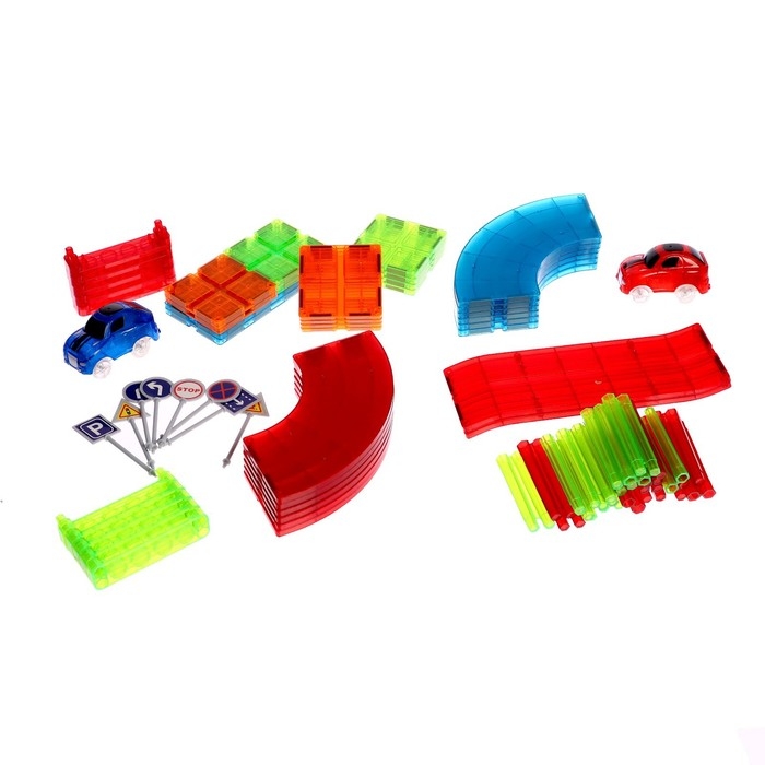 Конструктор магнитный «Магический трек», машинка ездит от батареек, 72 детали Конструктор магнитный «Магический трек», машинка ездит от батареек, 72 детали