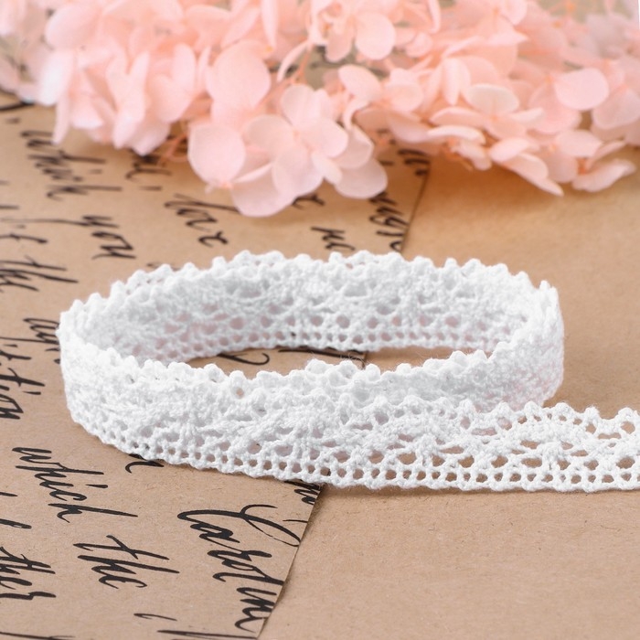 Кружево вязаное, 14 мм × 15 ± 1 м, цвет кипенно-белый Кружево вязаное, 14 мм × 15 ± 1 м, цвет кипенно-белый