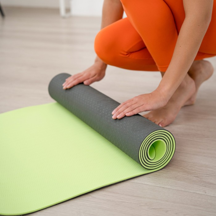 Коврик для йоги Sangh, 183×61×0,6 см, цвет тёмно-зелёный