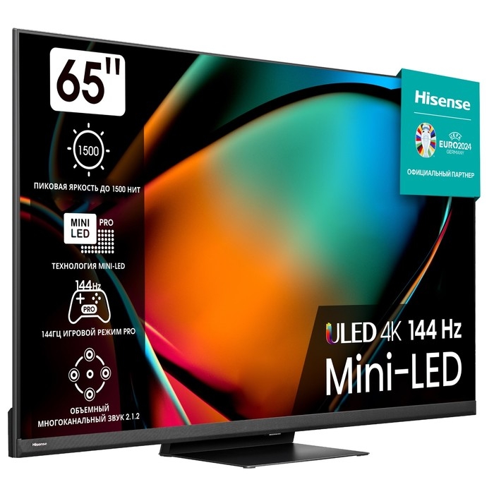 Телевизор HISENSE 65U8KQ, 65 Телевизор HISENSE 65U8KQ, 65", 3840x2160,DVB-T2/C/S2,HDMI 4,USB 1,m-LED,Smart TV,черный
