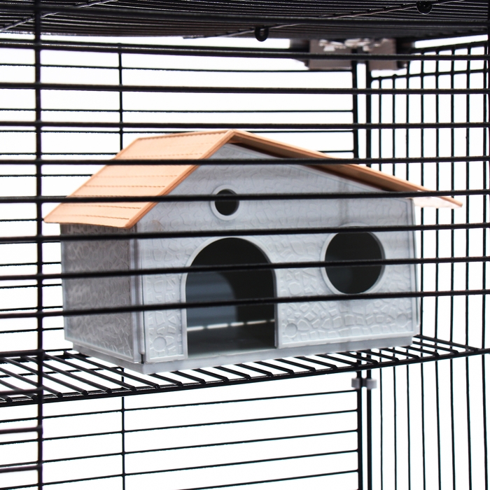 Клетка для грызунов Клетка для грызунов "Пижон" №11, 4 этажа, разборная, 42 х 30 х 65 см (+2 домика,2 колеса,миска), беж