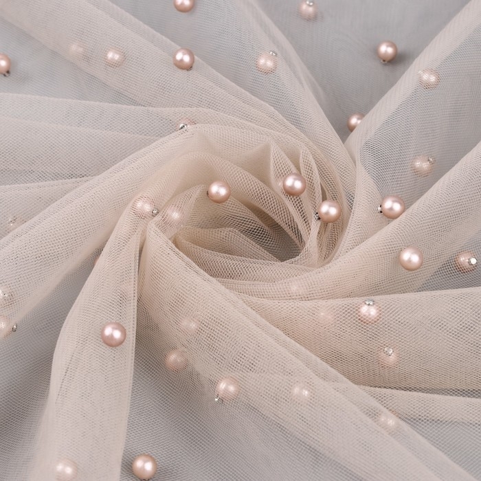 Сетка с бусинами, 150 см, 1 ± 0,2 м, цвет бежевый Сетка с бусинами, 150 см, 1 ± 0,2 м, цвет бежевый