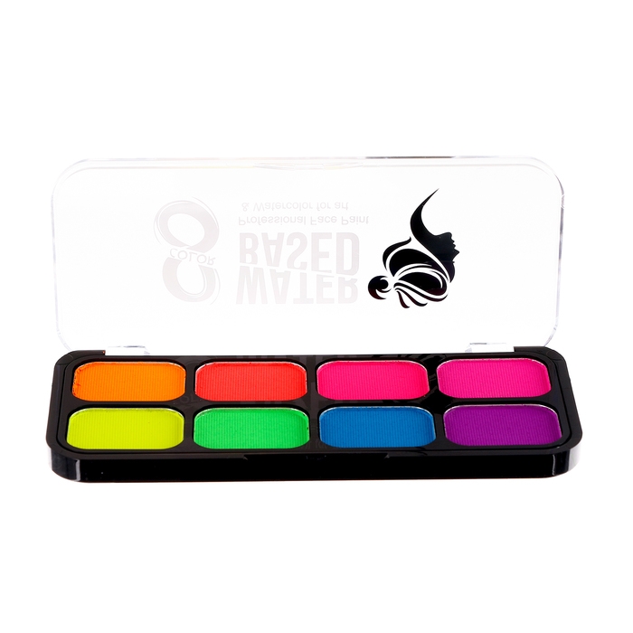 Аквагрим профессиональный для лица и тела, 8 неоновых цветов, кисточка