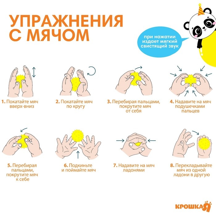 Развивающий тактильный мячик «Панда», с пищалкой, 1 шт, Крошка Я Развивающий тактильный мячик «Панда», с пищалкой, 1 шт, Крошка Я