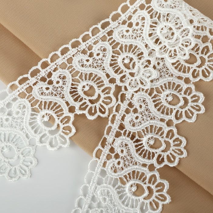 Кружево гипюровое, 46 мм × 11 ± 1 м, цвет айвори Кружево гипюровое, 46 мм × 11 ± 1 м, цвет айвори