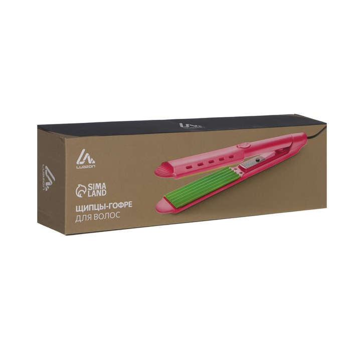 Щипцы-гофре Luazon LW-48, 50 Вт, керамическое покрытие, 100х45 мм, до 180 °C, розовые Щипцы-гофре Luazon LW-48, 50 Вт, керамическое покрытие, 100х45 мм, до 180 °C, розовые