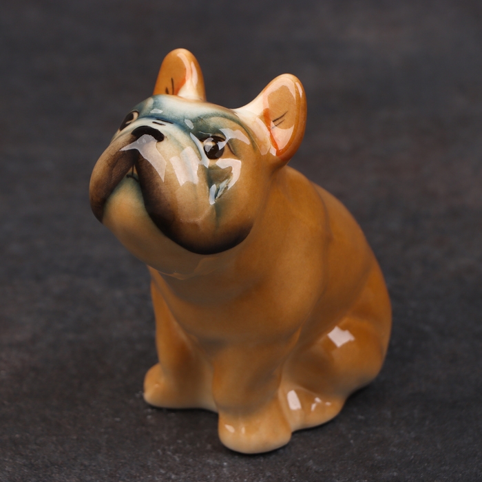Статуэтка фарфоровая  Статуэтка фарфоровая "Французский Бульдог оранжевый", 8 см, авторская роспись