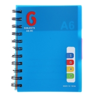 Блокнот на гребне А6, 100 листов, линия, обложка пластик, с разделителями, классика, МИКС