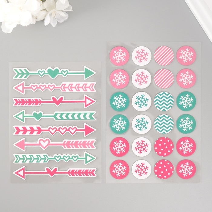 Наклейки для творчества Наклейки для творчества "Снежная любовь" набор 2 листа 22х12,5 см