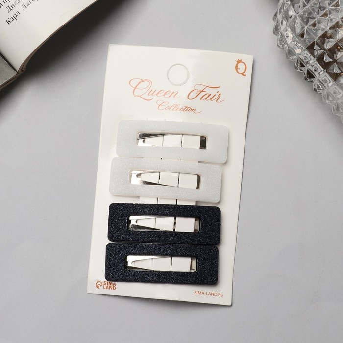 Невидимка для волос «Флоренс Невидимка для волос «Флоренс" (набор 4 шт) геометрия, 5 см, чёрно-белый