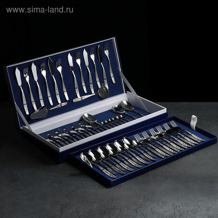 Набор столовый &laquo;Уралочка&raquo;, 60 предметов, толщина 2 мм, декоративная коробка, цвет серебряный