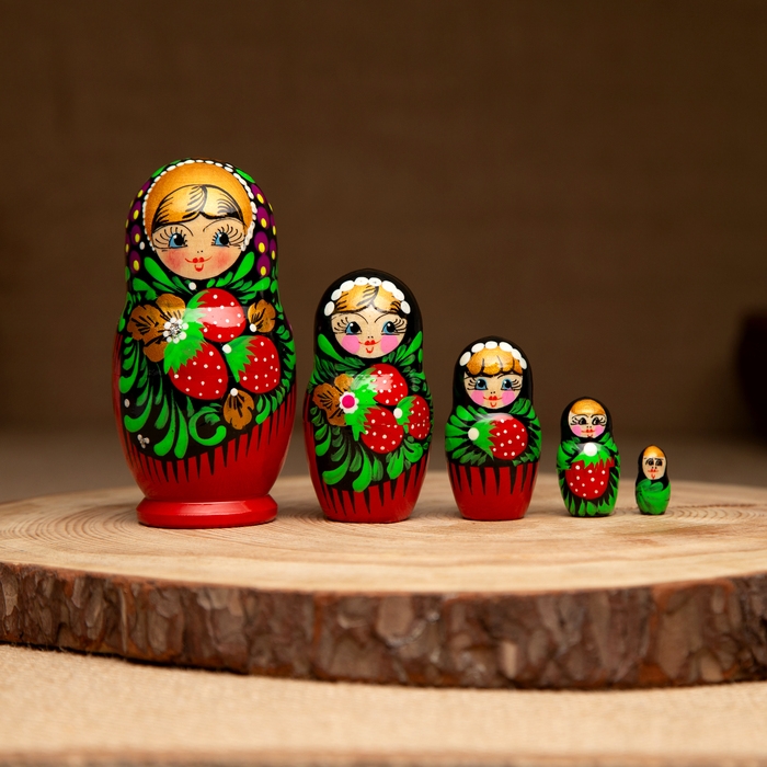 Матрешка  Матрешка "Платочек", 5-кукольная, 10-13 см, ручная роспись