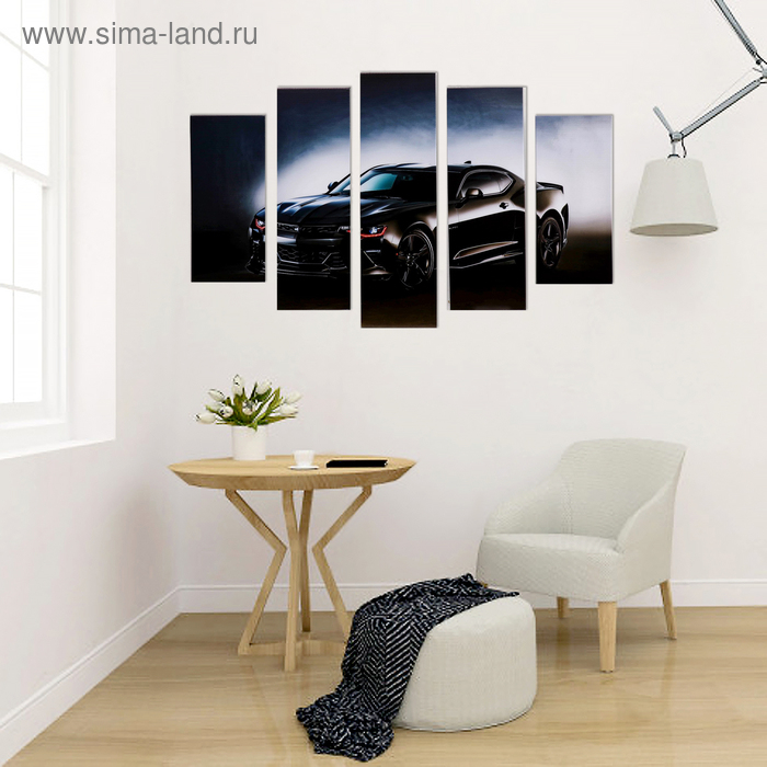 Модульная картина  Модульная картина "Чёрная машина" (2-23х52; 2-24х70; 1-24х80) 120х80см