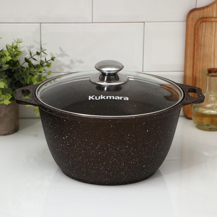 Кастрюля, 4 л, d=24 см, h=14 см, стеклянная крышка, антипригарное покрытие, цвет кофейный мрамор Кастрюля, 4 л, d=24 см, h=14 см, стеклянная крышка, антипригарное покрытие, цвет кофейный мрамор