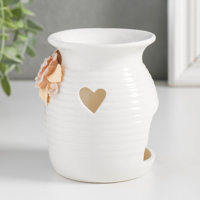 Аромалампа керамика  Аромалампа керамика "Розочки и незабудки с сердечком" МИКС 7,5х7,5х9,5 см