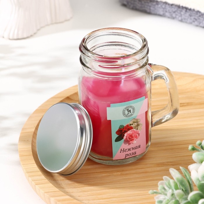 Свеча ароматическая в банке  Свеча ароматическая в банке "Нежная роза", 7,2 х 8,5 см, 190 г