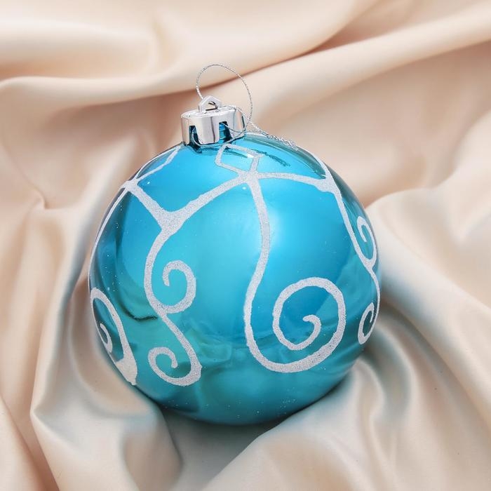 Шар пластик d-12 см Шар пластик d-12 см "Расписной узор" голубой