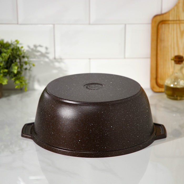 Жаровня, 5 л, d=30 см, антипригарное покрытие, цвет кофейный мрамор Жаровня, 5 л, d=30 см, антипригарное покрытие, цвет кофейный мрамор