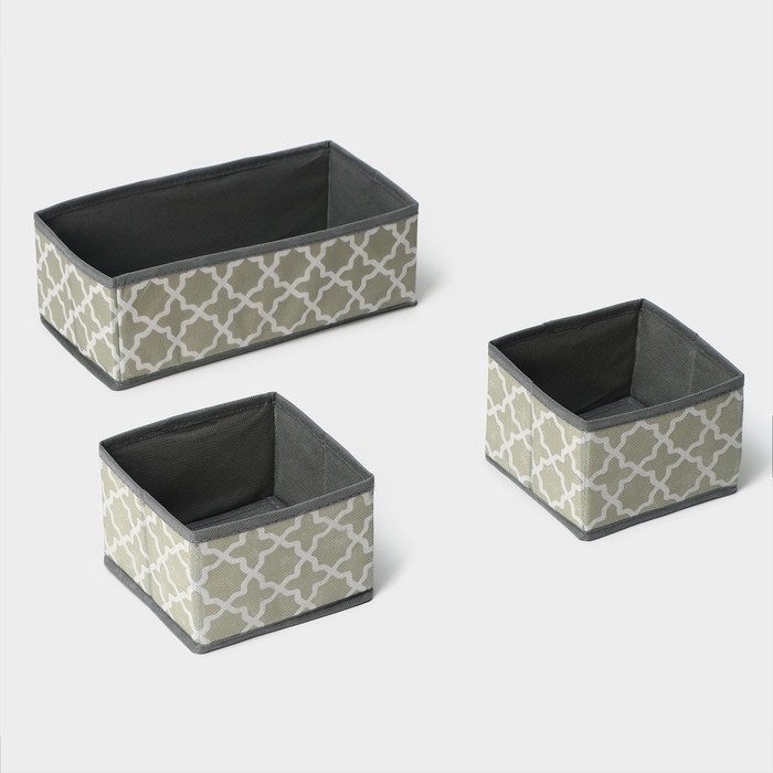 Набор коробов для хранения «Гранж», 3 шт: 28,5×14,5×10 см, 14,5×14,5×10 см, цвет серый Набор коробов для хранения «Гранж», 3 шт: 28,5×14,5×10 см, 14,5×14,5×10 см, цвет серый