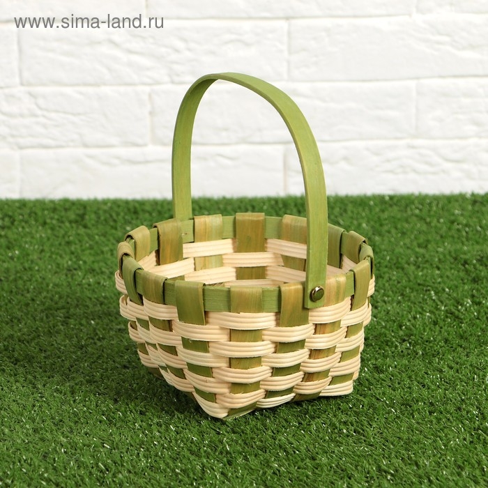 Корзина плетеная, зеленая, 16,5×9,5×20 см, шпон Корзина плетеная, зеленая, 16,5×9,5×20 см, шпон
