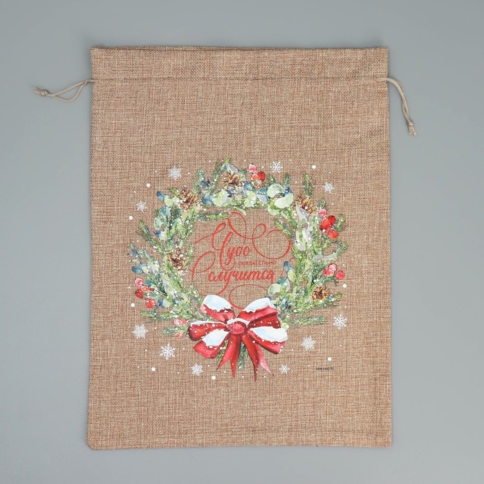 Мешок с термонаклейкой «Чудо», 30 х 40 см +/- 1.5 см, Новый год Мешок с термонаклейкой «Чудо», 30 х 40 см +/- 1.5 см, Новый год