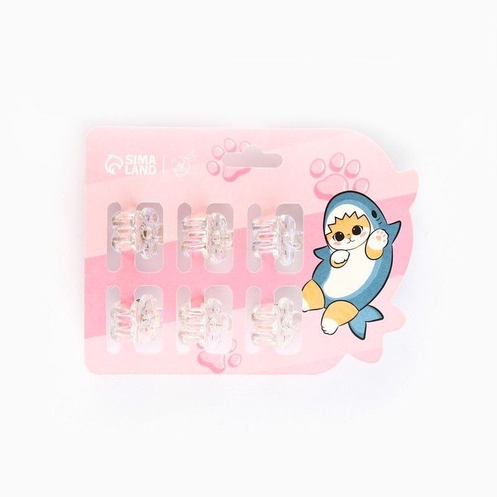 Краб для волос «Для тебя с любовью», набор 6 шт, 1,5 х 1,5 см