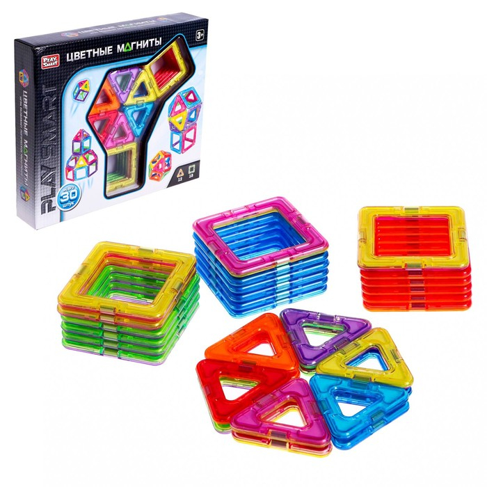 Конструктор магнитный «Цветные магниты», 30 деталей Конструктор магнитный «Цветные магниты», 30 деталей