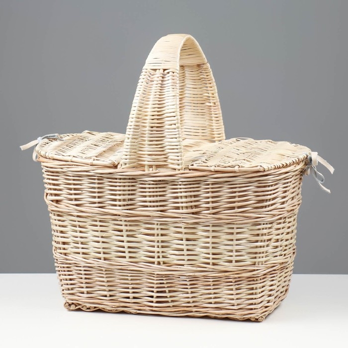 Корзина «Пикник», с крышкой, №1, дно:16х31 см, верх:40х28 см, H=25/45 см, ива Корзина «Пикник», с крышкой, №1, дно:16х31 см, верх:40х28 см, H=25/45 см, ива