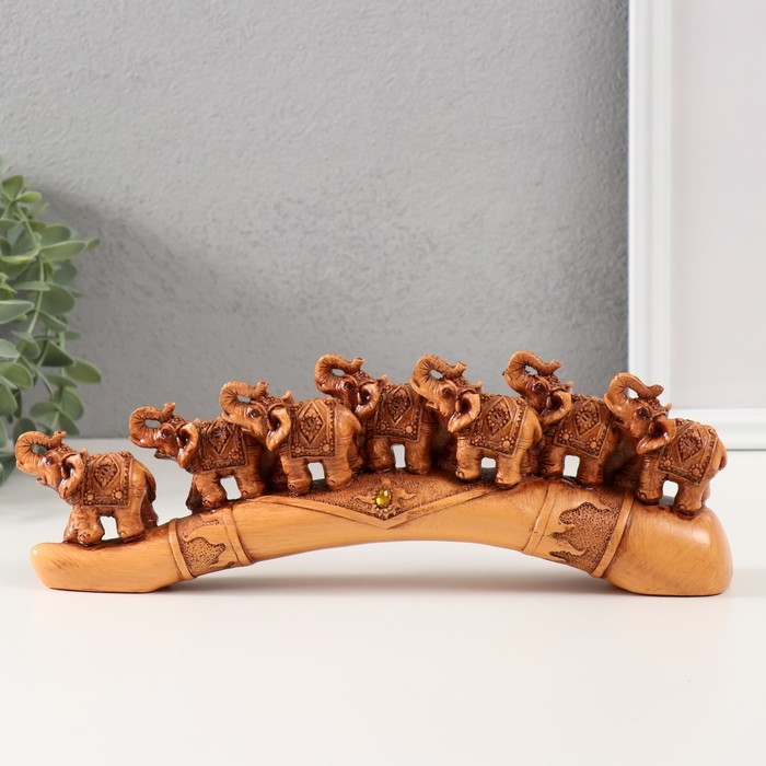 Сувенир полистоун Сувенир полистоун "Семь слонов на бивне" под дерево 4,6х29х10 см
