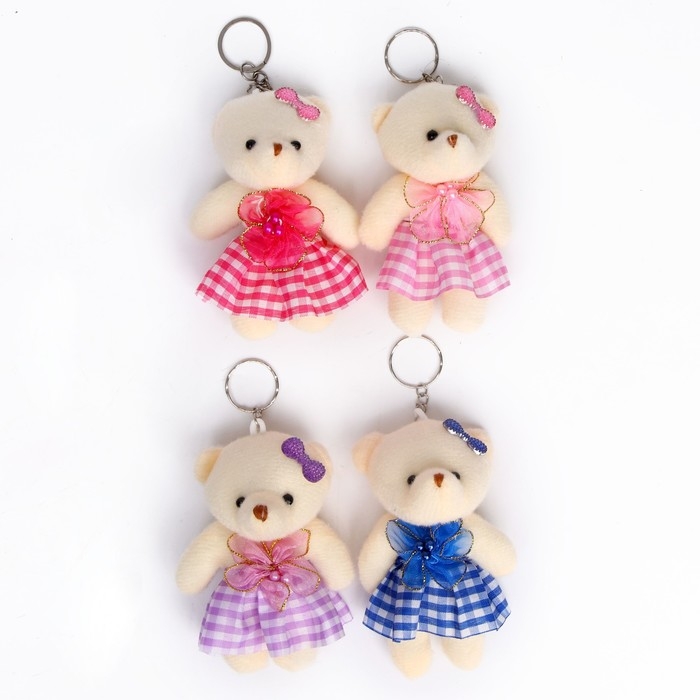 Подвеска «Мишка в клетчатой юбке», цвета МИКС