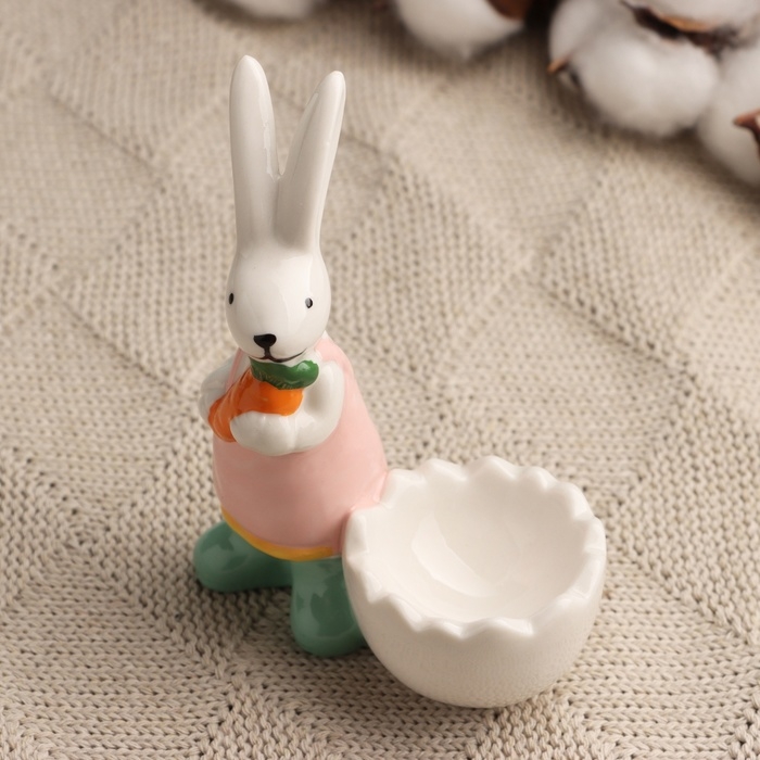 Подставка под яйцо Подставка под яйцо "Кролик с морковкой" 8х5х11см, микс