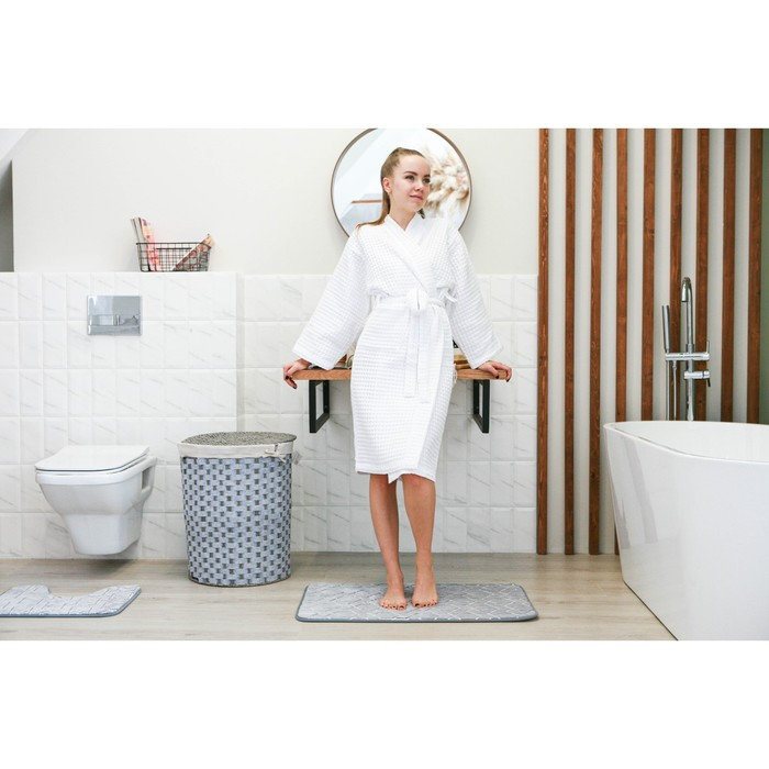 Коврик для ванной светящийся в темноте Доляна «Светящиеся фигуры», 50×80 см, цвет серый