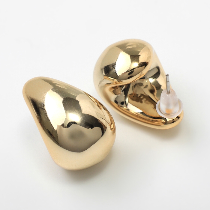 Серьги пластик «Капля» структура мини, цвет золото Серьги пластик «Капля» структура мини, цвет золото
