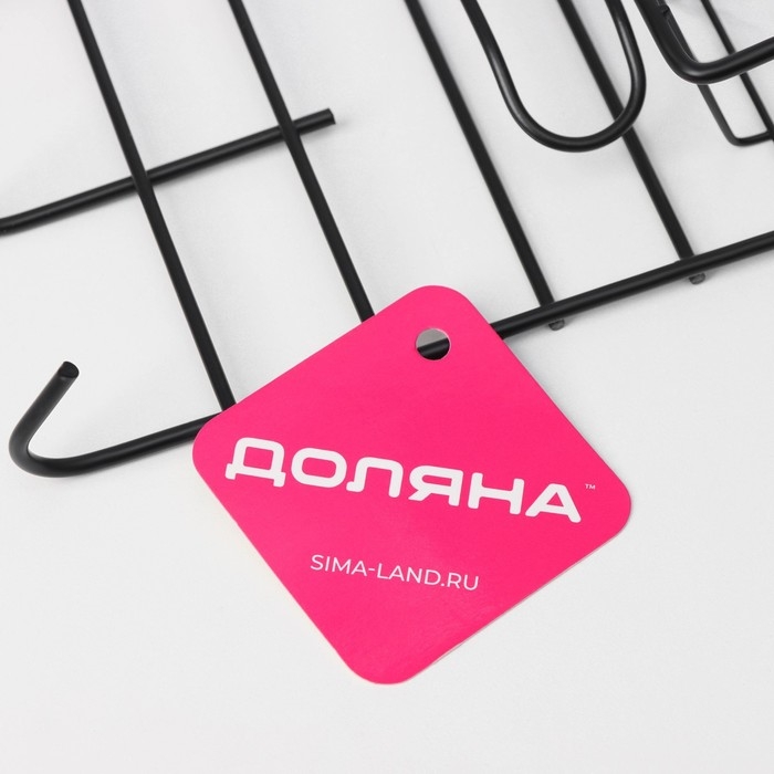 Полка с держателем для полотенец Доляна, 6 крючков, цвет чёрный Полка с держателем для полотенец Доляна, 6 крючков, цвет чёрный