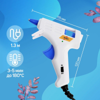 Клеевой пистолет ТУНДРА, 25 Вт, 220 В, эргономичная рукоятка, антикапля, шнур 1.3 м, 7 мм