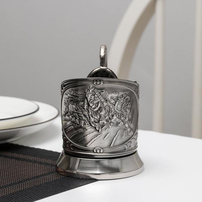 Подстаканник «Тройка», d=72 мм, никелированный, с чернением Подстаканник «Тройка», d=72 мм, никелированный, с чернением