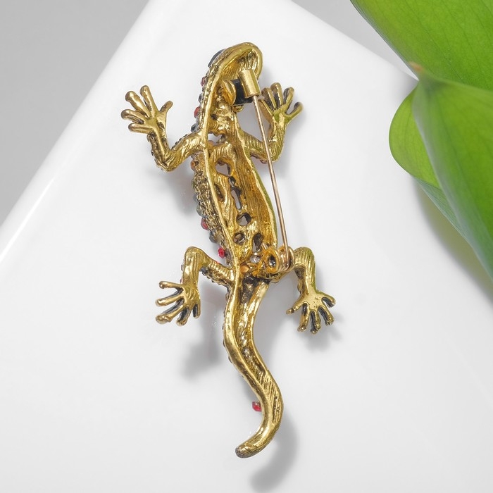 Брошь «Ящерица» королевская, цветная в чернёном золоте Брошь «Ящерица» королевская, цветная в чернёном золоте