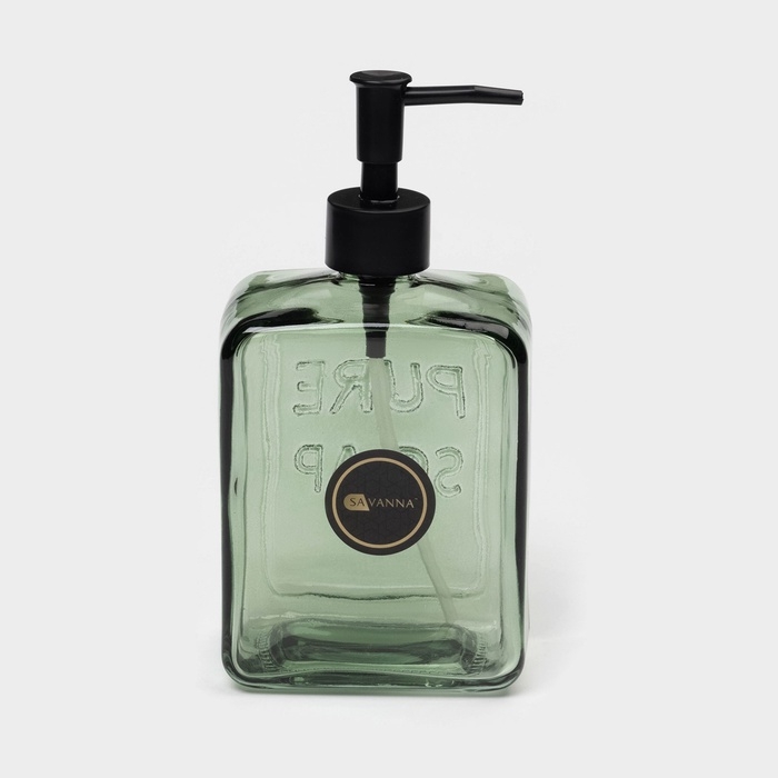 Дозатор для мыла стеклянный 580 мл, цвет прозрачный зеленый,помпа черная Дозатор для мыла стеклянный 580 мл, цвет прозрачный зеленый,помпа черная