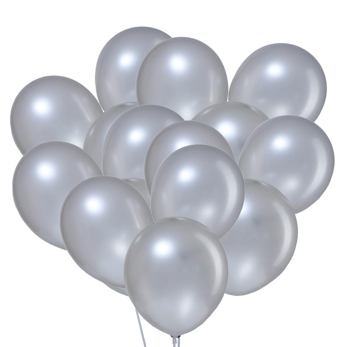 Шар латексный 10", металл, набор 100 шт., цвет серебристый