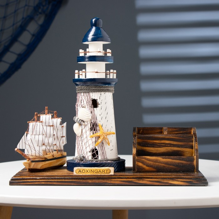 Набор настольный «Маяк»: подставка для ручек, визитница, 14 х 30 х 27 см