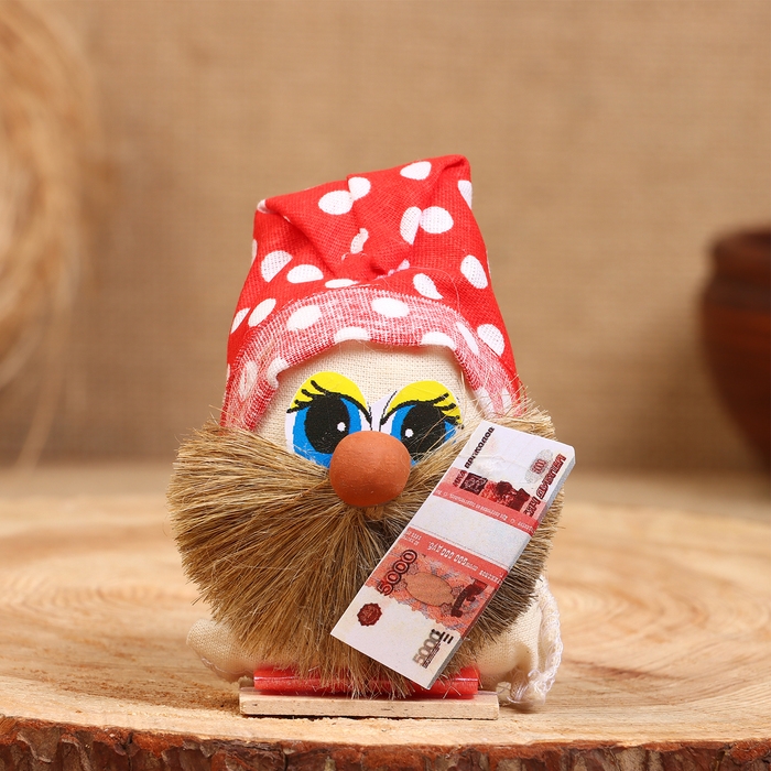 Оберег «Домовой», с рублями, 10 см, микс Оберег «Домовой», с рублями, 10 см, микс