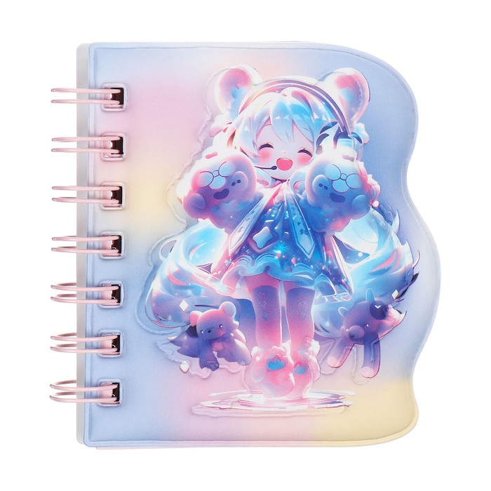 Записная книжка подарочная на гребне 80л,линия, цветной блок,облож.ПВХ 3D Аниме(10,2х10,5см)   10539 Записная книжка подарочная на гребне 80л,линия, цветной блок,облож.ПВХ 3D Аниме(10,2х10,5см)   10539
