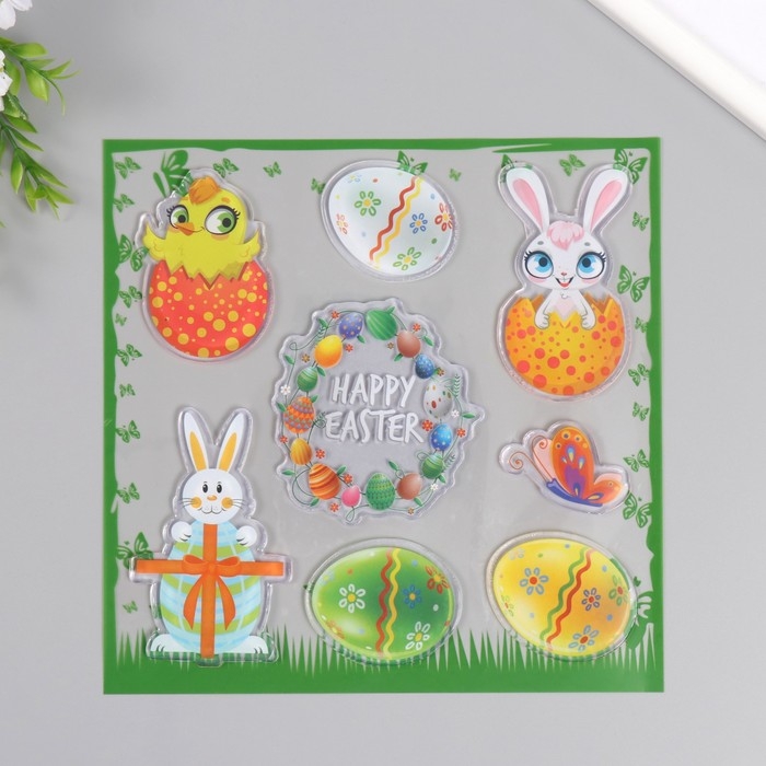 Наклейка силикон на стекло Наклейка силикон на стекло "Пасха" 19,5х19,5 см 7882176